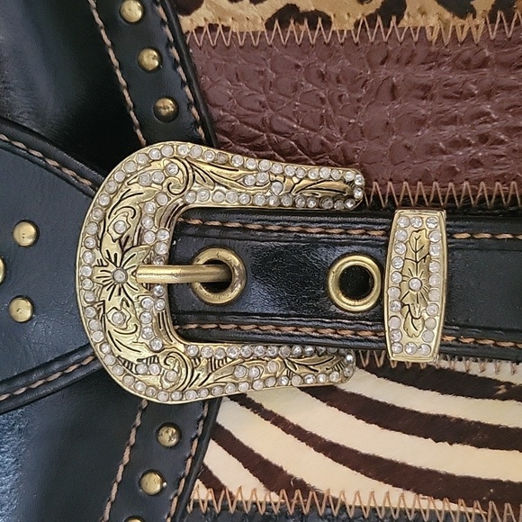 Genuine Leather Western Handbag Purse Animal Print Skin In Nice Condition - Picture 2 of 10